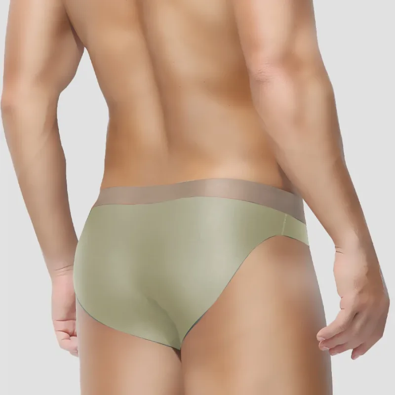 Roupa interior sem costura de seda gelo masculina 3d perfuração triângulo shorts verão cuecas finas meninos shorts esportivos