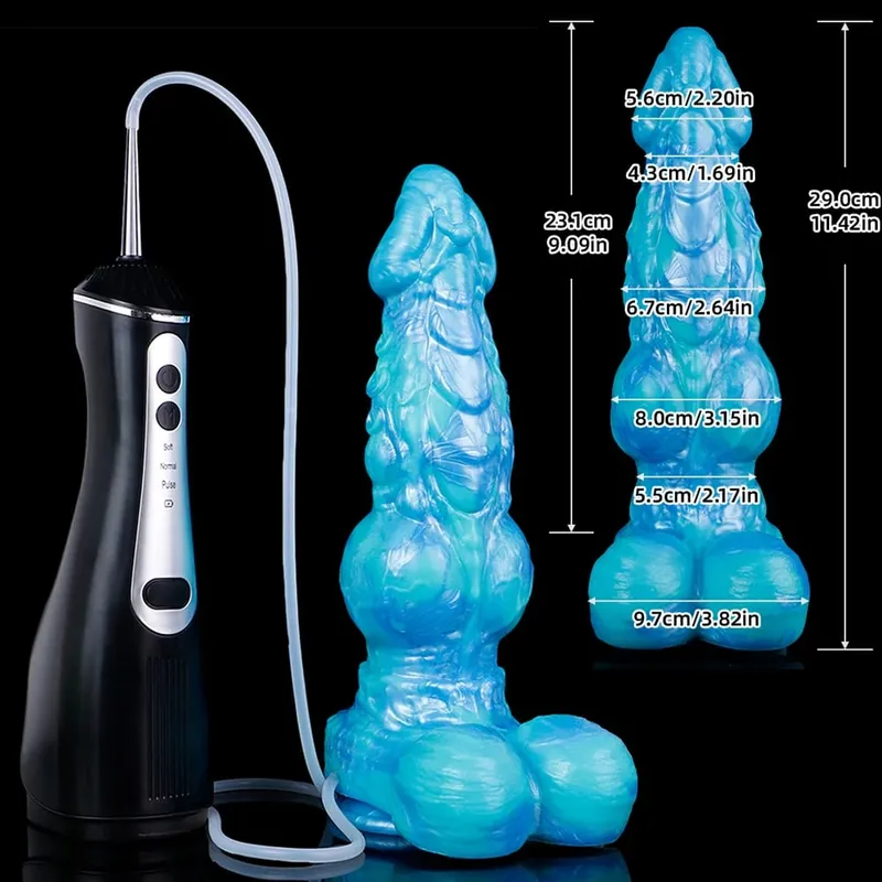 矽膠電動噴射幻想假陽具帶吸盤前列腺按摩器射精陰莖性玩具女式男式
