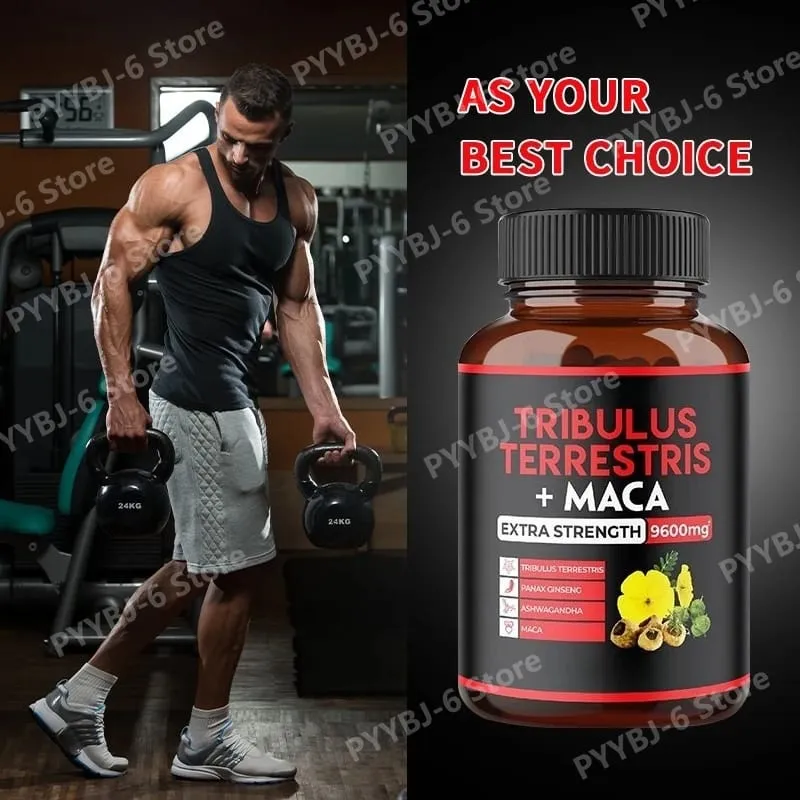 Suplemento de Tribulus Terrestris + Extrato de Raiz de Maca Apoia a Vitalidade Energética Saúde Natural de Ervas Não-OGM 90 Cápsulas Veganas