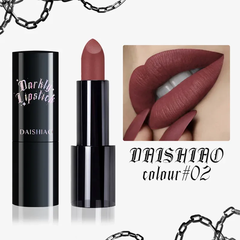 Batom noturno escuro de Halloween à prova d'água e de longa duração preto escuro roxo fosco batom maquiagem cosméticos para lábios — image 8