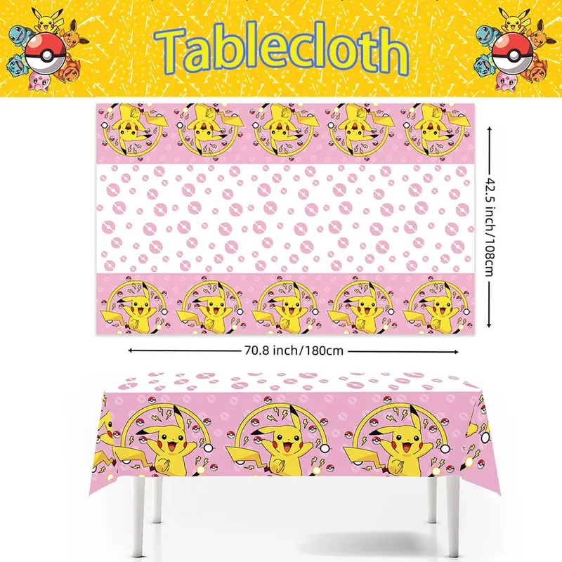 1/10 pçs pokemon toalha de mesa decoração de aniversário descartável toalha de mesa pikachu crianças presentes de aniversário suprimentos de chá de bebê