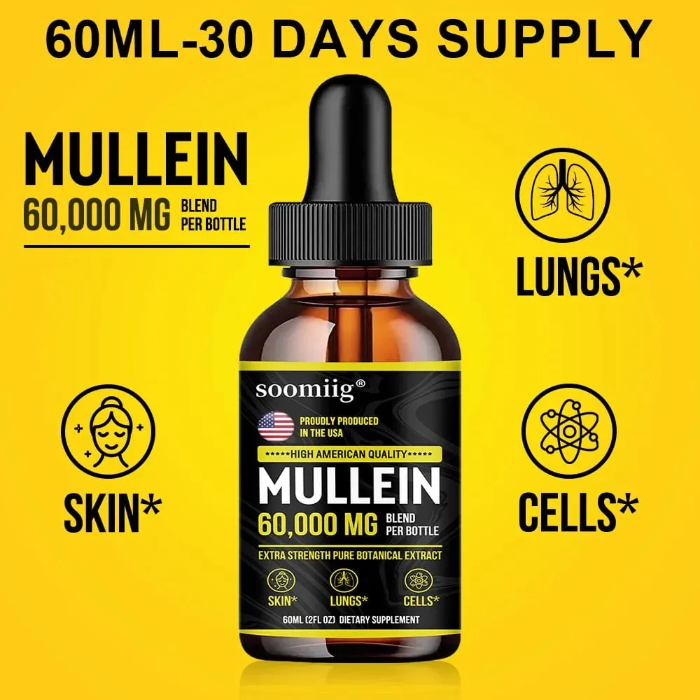 Mullein Leaf Drops - Powerful Mullein for Immune Support Detox & Respiratory Support Organic Cleanse Supplement
