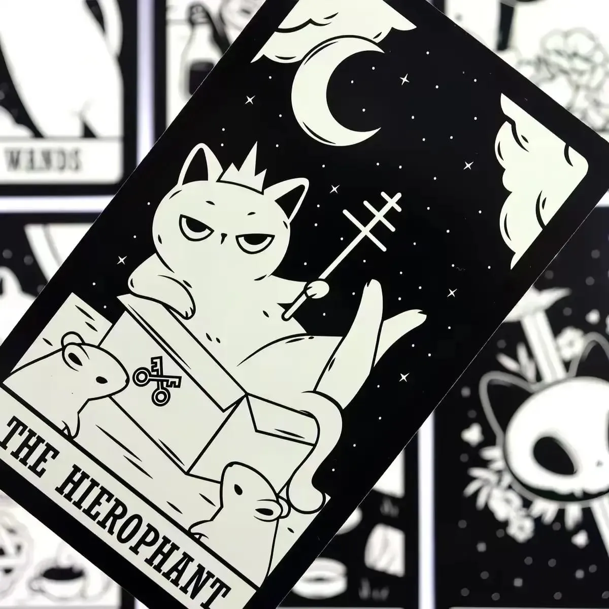 Cartas de tarô para gatinhos, 78 peças, baralho de gato preto, oráculo, adivinhação, bruxaria, animais fofos, para iniciantes, espiritualidade, jogo de tabuleiro, gif