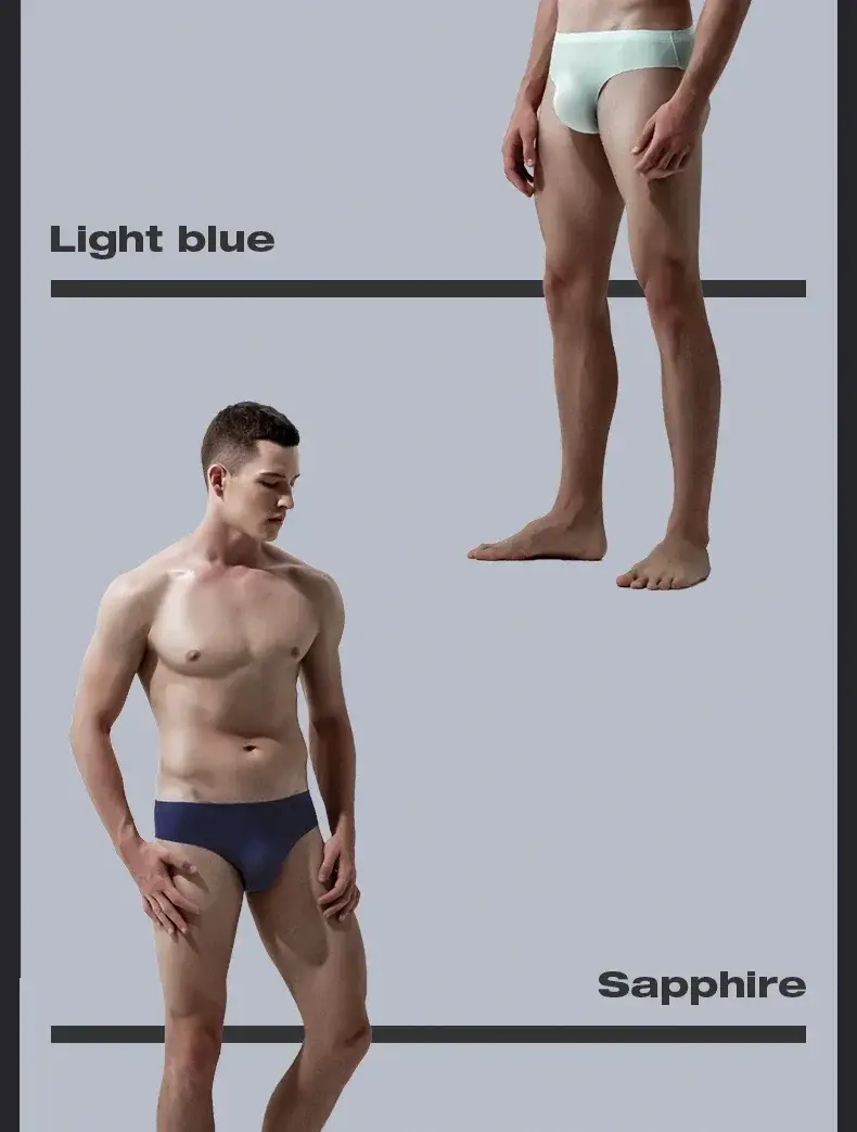 3 peças cuecas masculinas de seda gelada, verão respirável, secagem rápida, shorts sem costura, transparente ultrafino, personalizado l