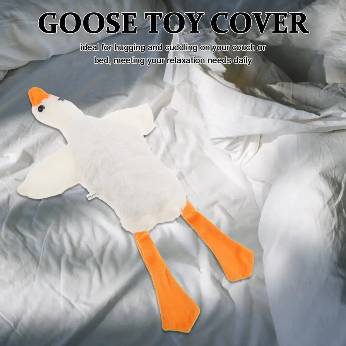 Fronha de travesseiro de pelúcia de ganso branco macio decorativo capa de almofada 50cm kawaii desenho animado ganso para sofá cama festa