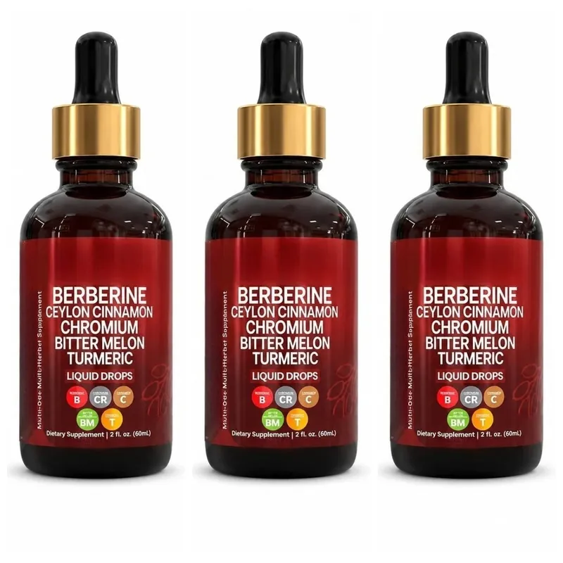 Gotas líquidas de berberina, ceilão, canela, cromo, melão amargo e extrato de cúrcuma, suporte metabólico multi-ingredientes, 60 ml — image 9