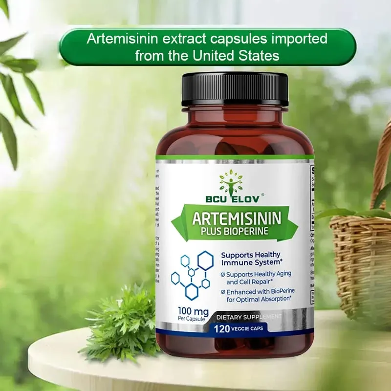 Artemisinina de alta absorção 100 mg maximiza a absorção de nutrientes, apoia o reparo celular e o aprimoramento imunológico 120 cápsulas
