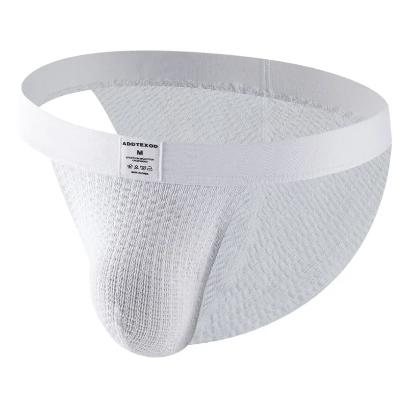 Homens tecido malha garfo alto breve adulto roupa interior respirável u bolsa elástica macia g-string tanga unissex calcinha masculina