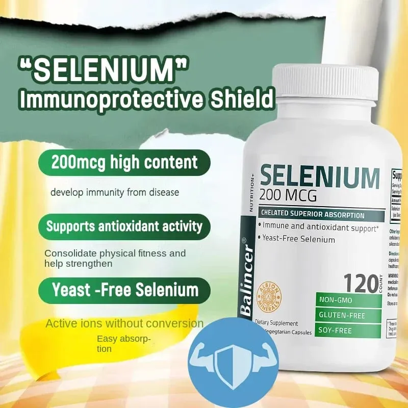 Suplemento de Selênio - Complexo de Aminoácidos Quelados - Antioxidante de Alta Absorção Melhora a Função Imunológica Suporte à Tireóide