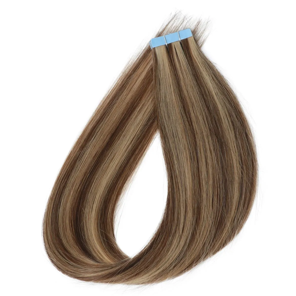 20Pcs/Pack Tape In Human Hair Extensions Suitable for Women with Invisible Adhesive Tape Ins Seamless Straight Hair for Volume & Length