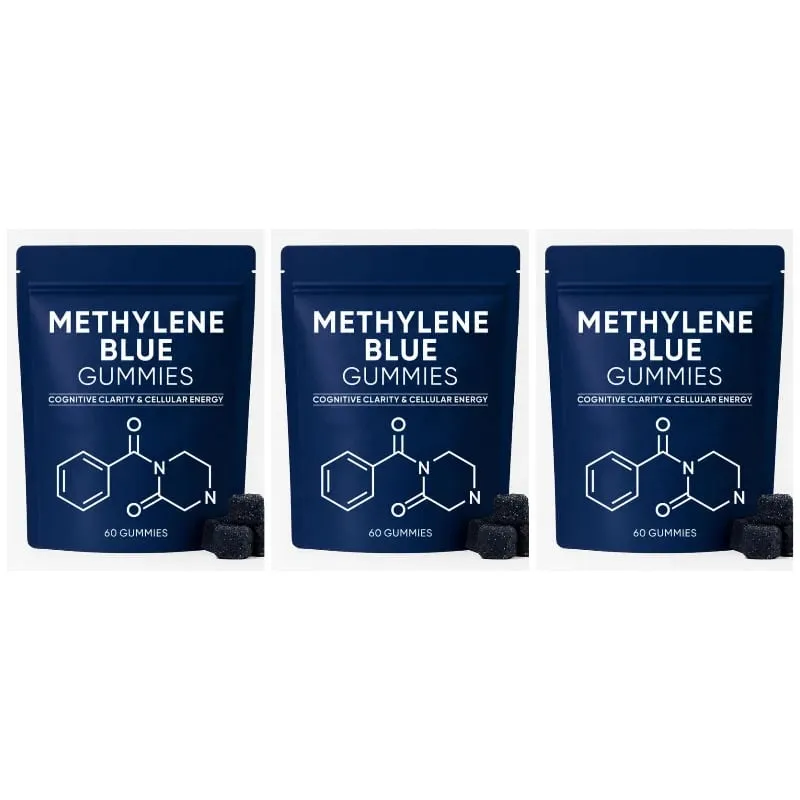 Methylene Blue Compound Gummies 5mg 30/60 Ct Blueberry Flavor for Sustained Energy Mental Clarity & Mood Cellular Support
