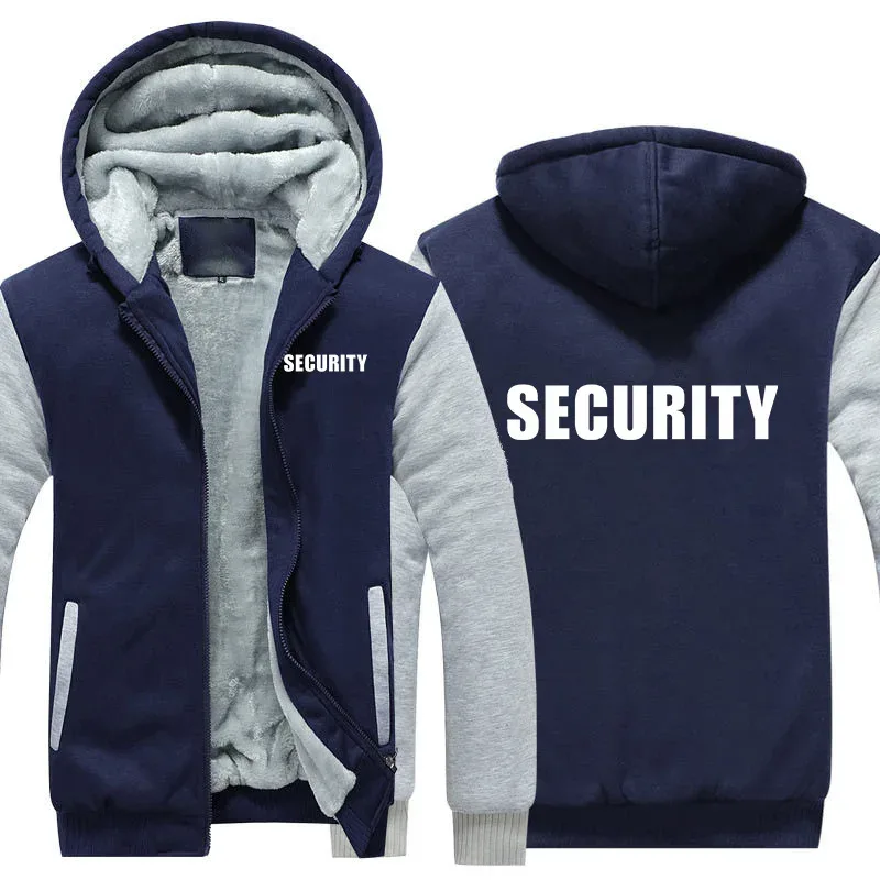 Security Hoodies Men Cool Winter Thicken Wool Liner Security Professional Work Clothes Sweatshirts Pullover Jacket