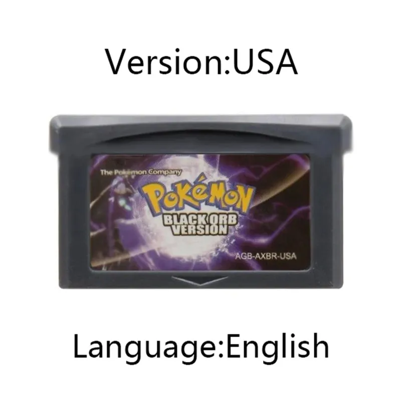 GBA Pokemon Game Cartridge 32-Bit Video Game Console Card AshGray Liquid Crystal Light Platinum Moemon Emerald English Language
