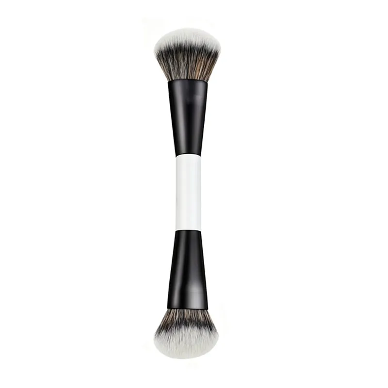 Multifuncional compõem escova dupla terminou angular fundação pincéis de maquiagem blush compõem escova madeira lidar com ferramenta cosmética hzs35 — image 1
