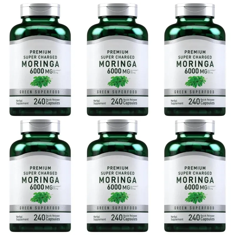 Suplemento de Moringa Oleifera 6000mg Extrato de Folha Concentrado Suporta Saúde e Bem-Estar Geral Não OGM 240 Cápsulas para Adultos
