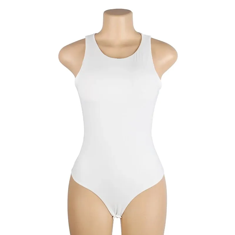 Mulheres sem mangas estiramento camada base bodysuit uma peça tripulação pescoço virilha aberta fino ajuste versátil sólido tanque superior S-2XL para o verão