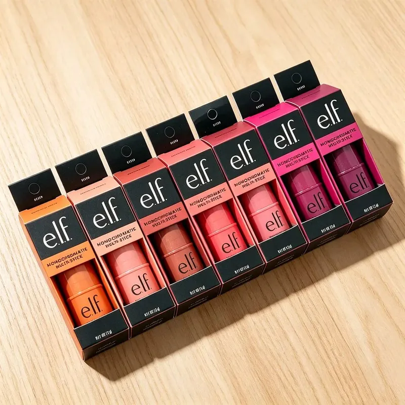 Elf bastão de blush multiuso três em um, alto brilho, contorno natural, maquiagem nude para lábios e bochechas