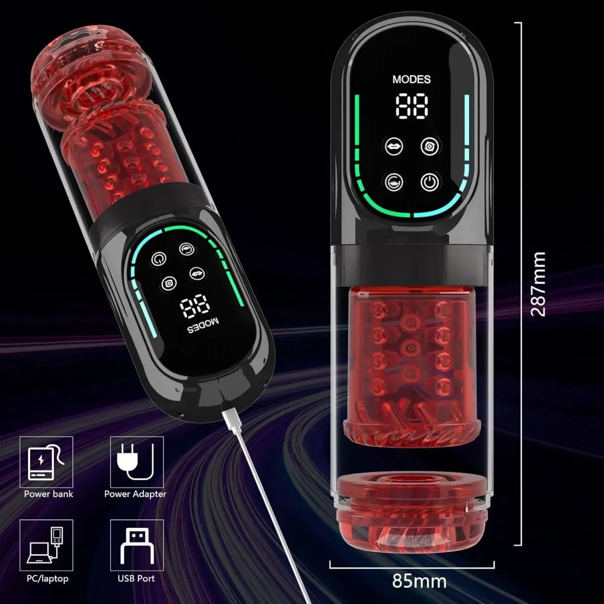 無線應用程式控制男性觸摸器 - 8 種模式口腔舔模擬強大的推力功能 USB 可充電迷你緊湊尺寸