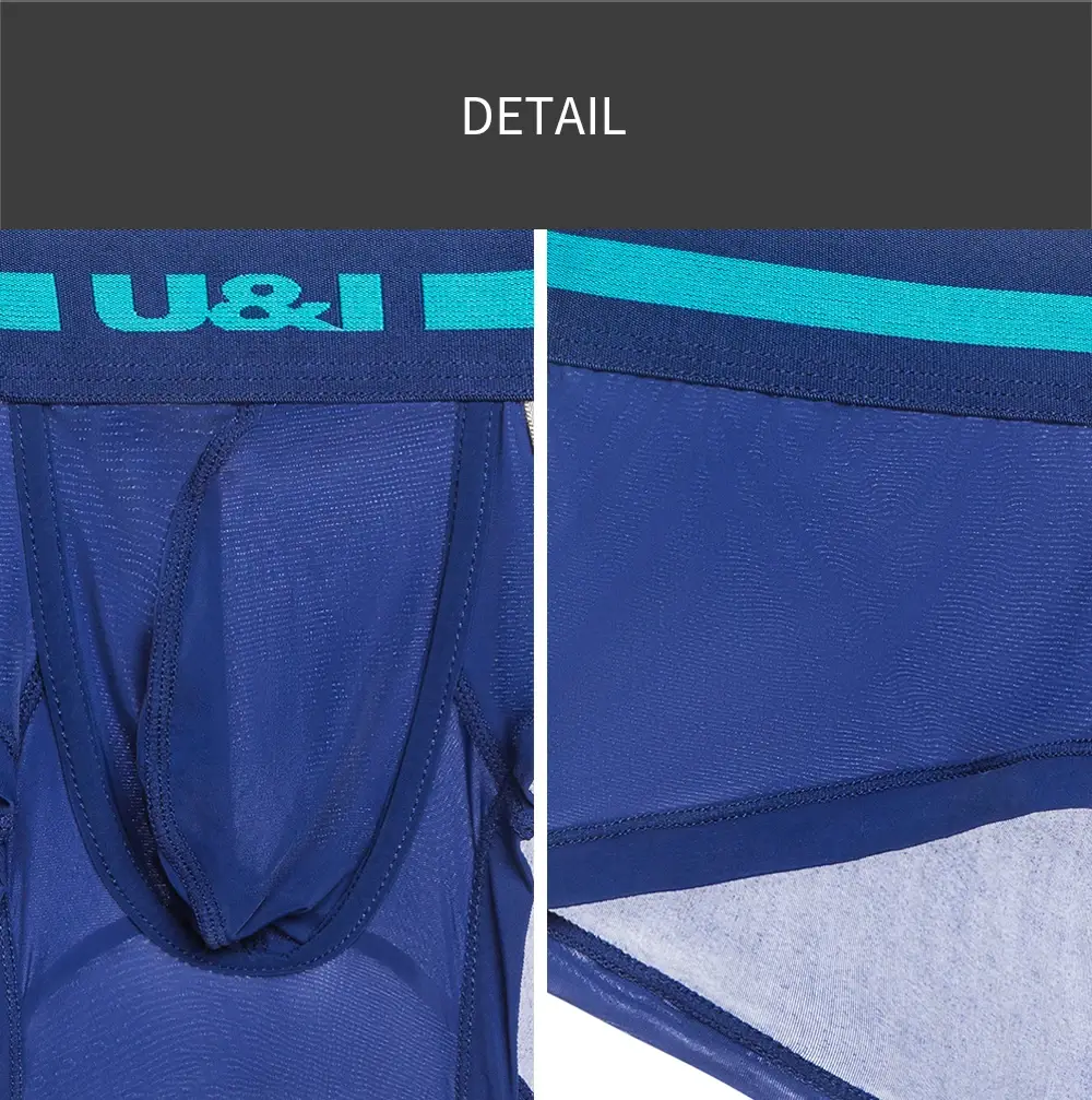 U&I men's underwear boxer low-waist nylon ultra-thin slightly transparent u convex design trendy personality summer boxer