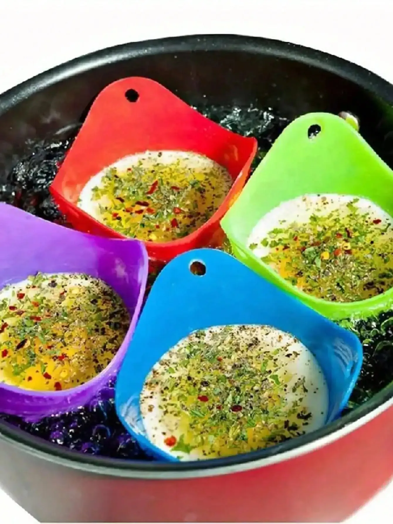 4 pçs em cores aleatórias ovo caldeira molde copo de silicone ovo escalfado copos para microondas fritadeira de ar fogão ovo cozinhar