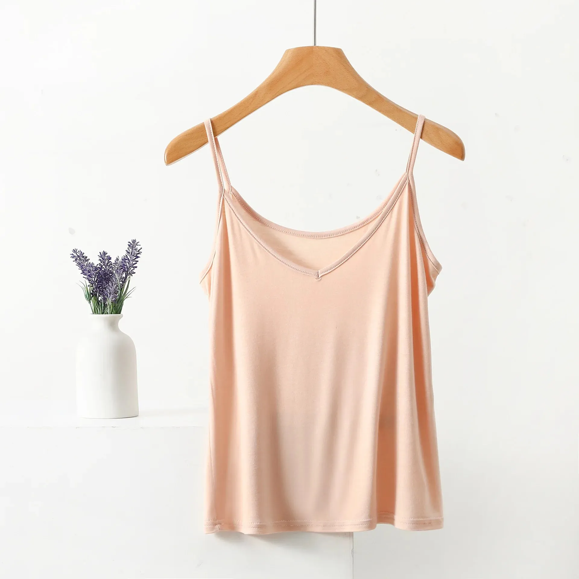 Top de alça espaguete feminino halter com decote em v básico cami sem mangas regata feminina verão cor sólida