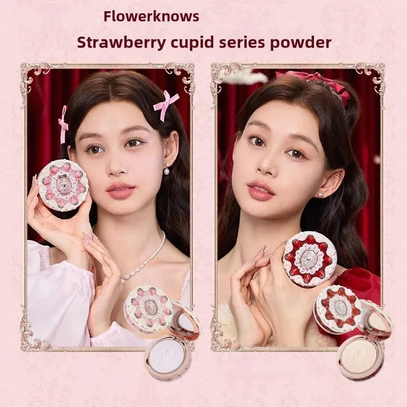 Flor sabe morango cupido caixa coleção compõem conjuntos cosméticos conjunto completo paleta pressionado pó blush batom caixa de presente