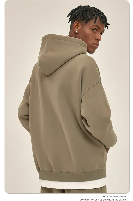 New Men Double Headed Zipper Fleece Hoodies Unisex Loose Basic Solid Warm Hooded Sweatshirts Coats For Winter HY0633