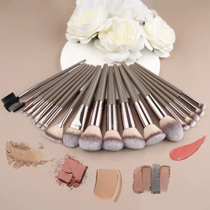 Conjunto de pincéis de maquiagem 3-20 peças, base, sombra, blush, iluminador macio, corretivo kabuki, pincel de mistura, ferramenta de beleza feminina
