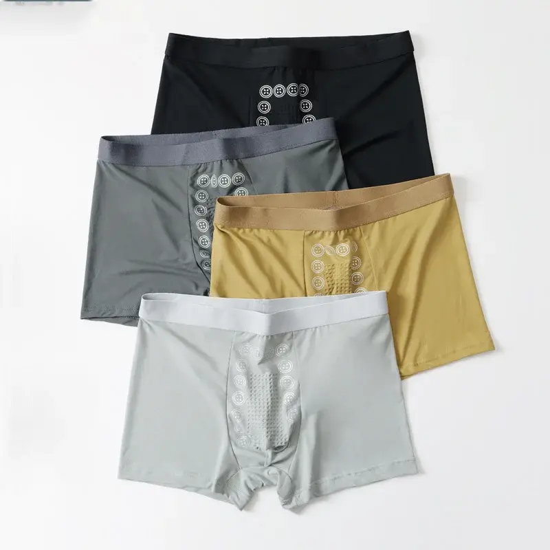 Calças de massagem boxer masculinas outono inverno confortáveis ​​respiráveis ​​energéticas com cintura média ângulo plano calças de quatro cantos