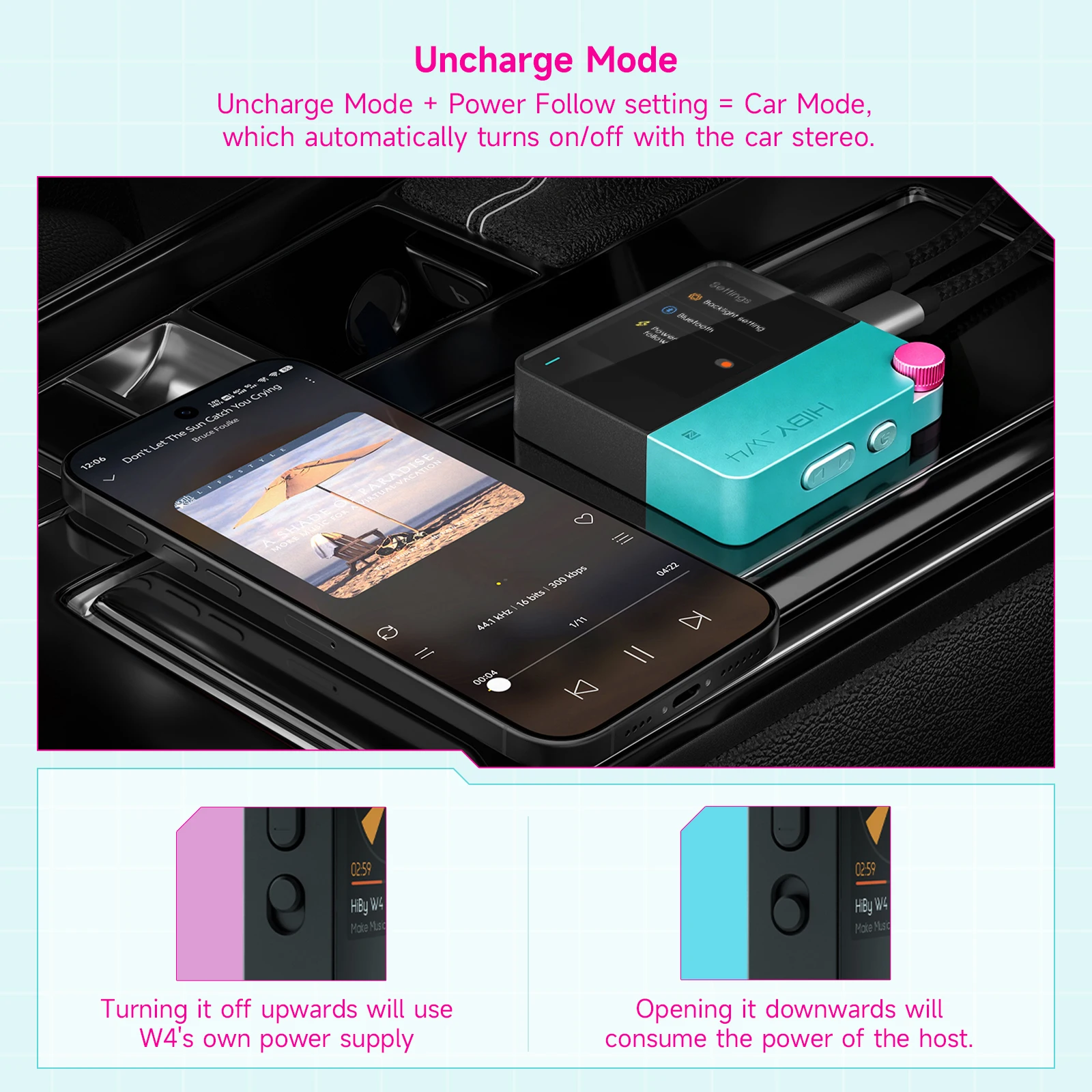 HiBy W4 3.5mm 4.4mm Wireless Audio HiFi Headphone Amplifier Bluetooth 5.4 NFC CarPlay UAT LDAC AptX HD AptX-LL 1500mAh MagSafe