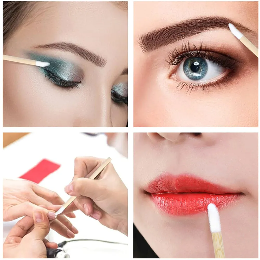 Aplicadores de varinhas labiais, 50/100 peças, alça de bambu, pincel de batom, varinha de brilho, pincéis de maquiagem para extensão de cílios, ferramenta de beleza