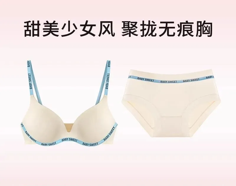 Conjunto de bralette sem costura para adolescentes, conforto sem fio, acolchoamento push up, levemente forrado, cor pura, calcinha, mulheres jovens, lingerie moyisu