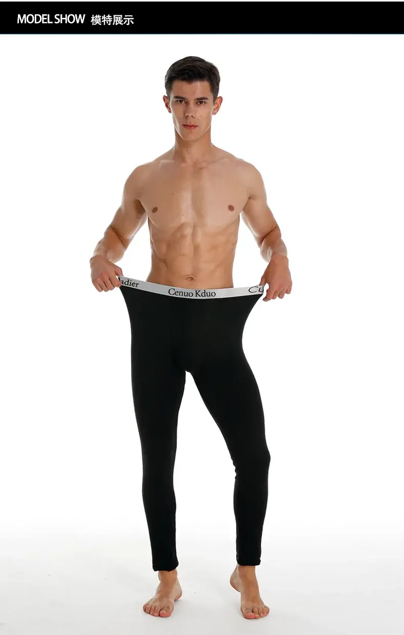 Men Long Johns Thermal Skin-Friendly Underwear Winter Warm Long Pants Male Soft Elastic Large Size Leggings Comfortable Tights — image 2
