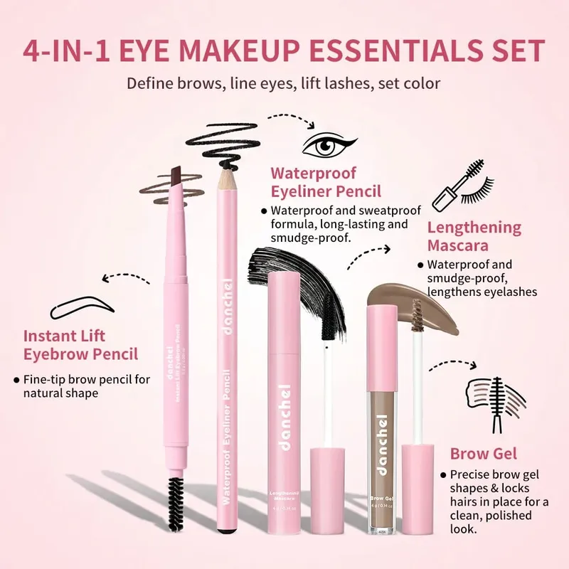 Conjunto de maquiagem tudo em um, reunindo todos os cosméticos, incluindo base, corretivo, pó, blush, sobrancelha, lábios, maquiagem
