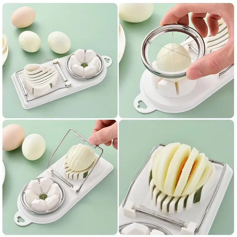 Multi Functional Egg Cutting Artifact Kitchen Household Stainless Steel Cutter Preserved Eggs Divider Two in One Egg Cutter — image 4