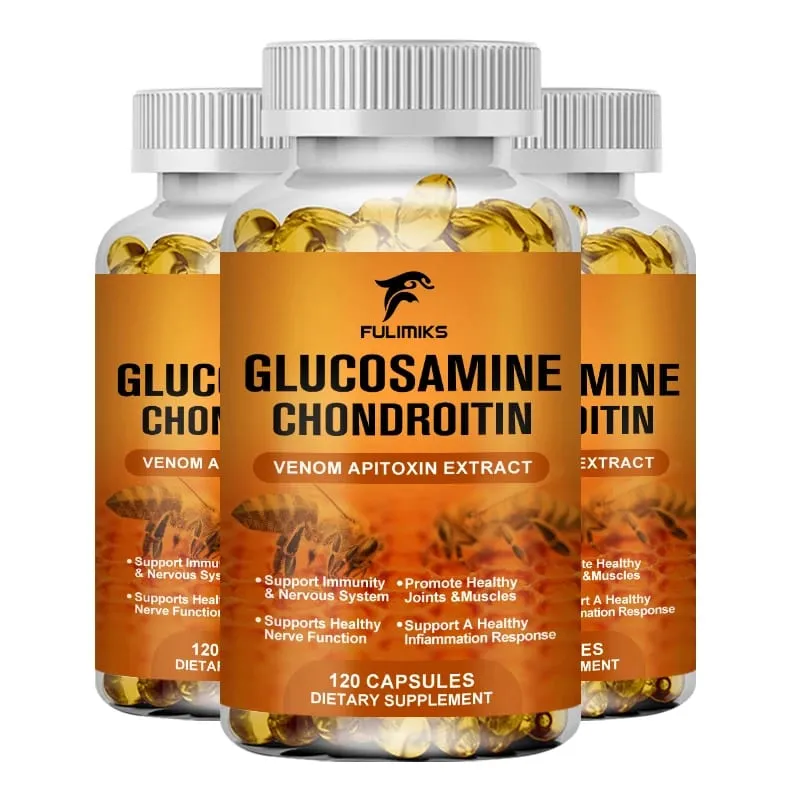 Suplemento para articulações de veneno de abelha com glucosamina, condroitina e cúrcuma apoia o conforto das articulações e a saúde óssea para adultos