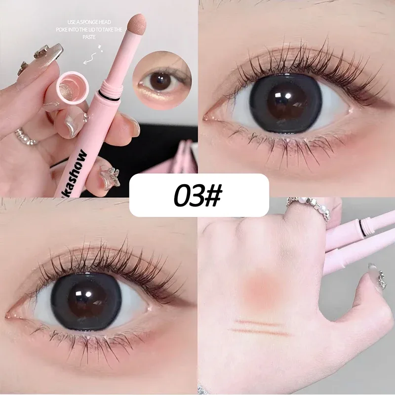 Caneta delineadora de seda em formato de meia lua, cabeça dupla para dormir, bicho da seda, diamante, glitter, fosco, aegyosal, creme iluminador para os olhos