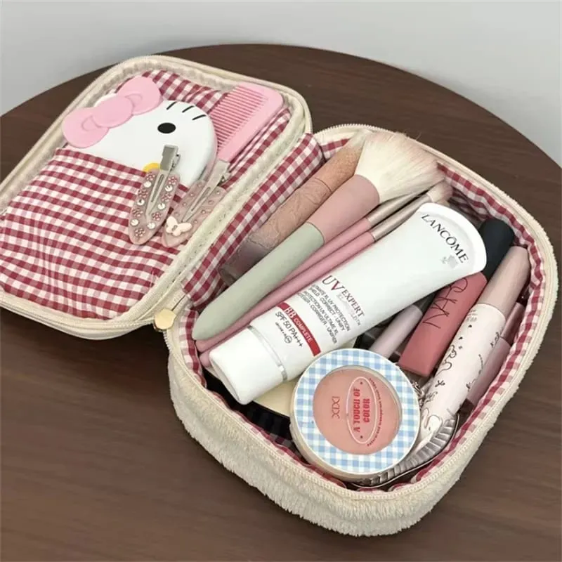 Bolsa de ferramentas cosméticas sanduíche de morango, grande capacidade, pincéis de maquiagem, batom, bolsa de armazenamento multifuncional, organizador comestic