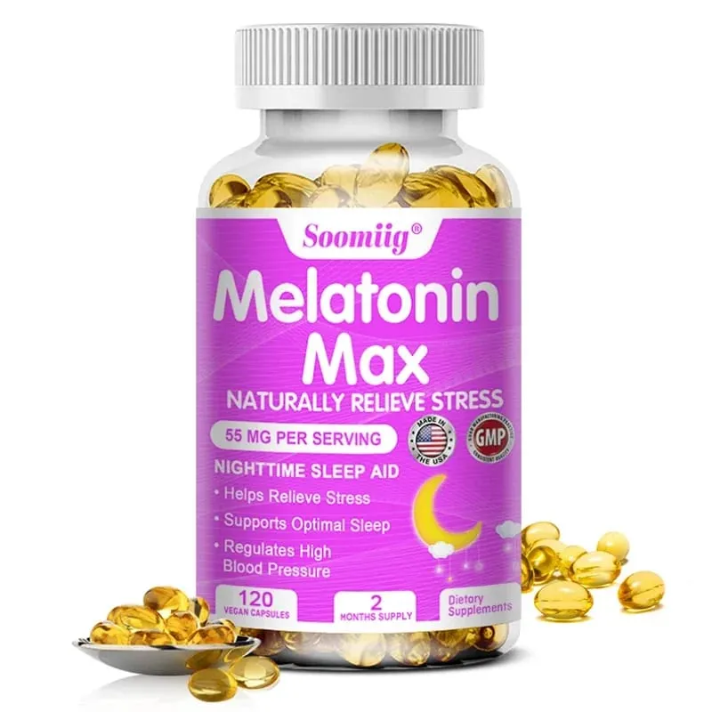 Melatonina - suplemento dietético para melhorar a qualidade do sono noturno e melhorar a insônia, reduzir o tempo de vigília, aumentar a imunidade