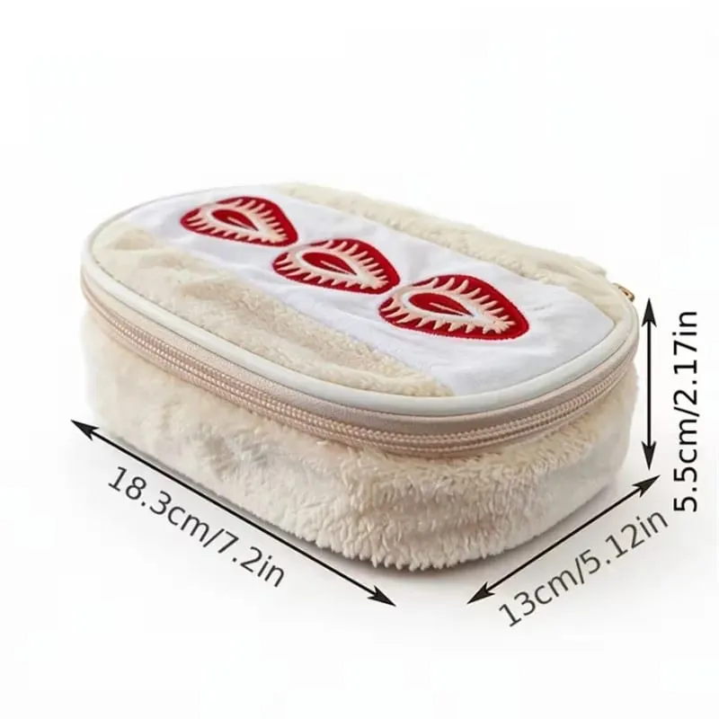 Bolsa de ferramentas cosméticas sanduíche de morango, grande capacidade, pincéis de maquiagem, batom, bolsa de armazenamento multifuncional, organizador comestic
