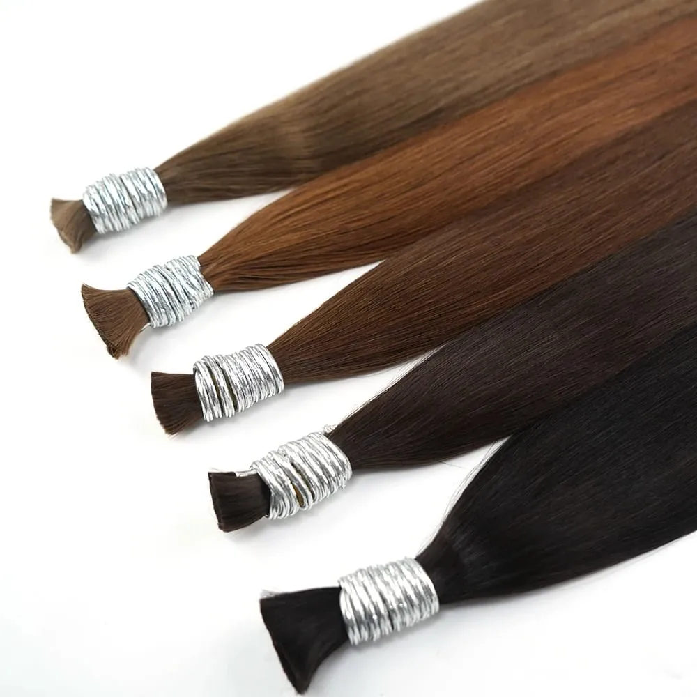 Kein Schuss, 100 % Echthaar-Extensions, Remy-Echthaar, unverarbeitetes natürliches schwarzes indisches Jungfrau-Haar, geflochten für Frauen
