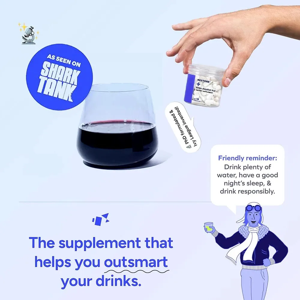Suplemento de bebida restauradora pós-álcool com DHM + L-cisteína - Sinta-se melhor depois de beber e apoie seu fígado - 36 cápsulas