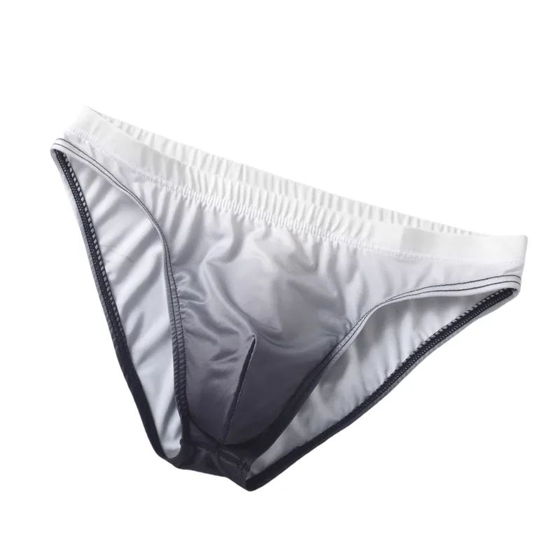 Cuecas masculinas de seda gelo com bolsa de cor gradiente respirável sexy bikini desliza cintura baixa masculino calcinha de levantamento de bunda cuecas — image 10