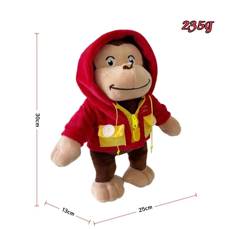 Novo anime fogo departamento bombeiro curioso george pelúcia bonito bebê curioso george macaco pelúcia animais macios plushie travesseiro boneca brinquedo — image 13