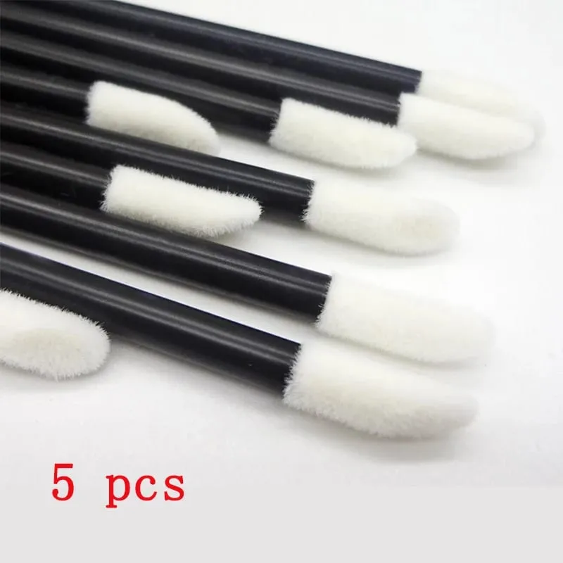 化妝刷 5/50/100 支黑色唇刷塗抹器睫毛刷光澤唇膏棒化妝品專業化妝工具