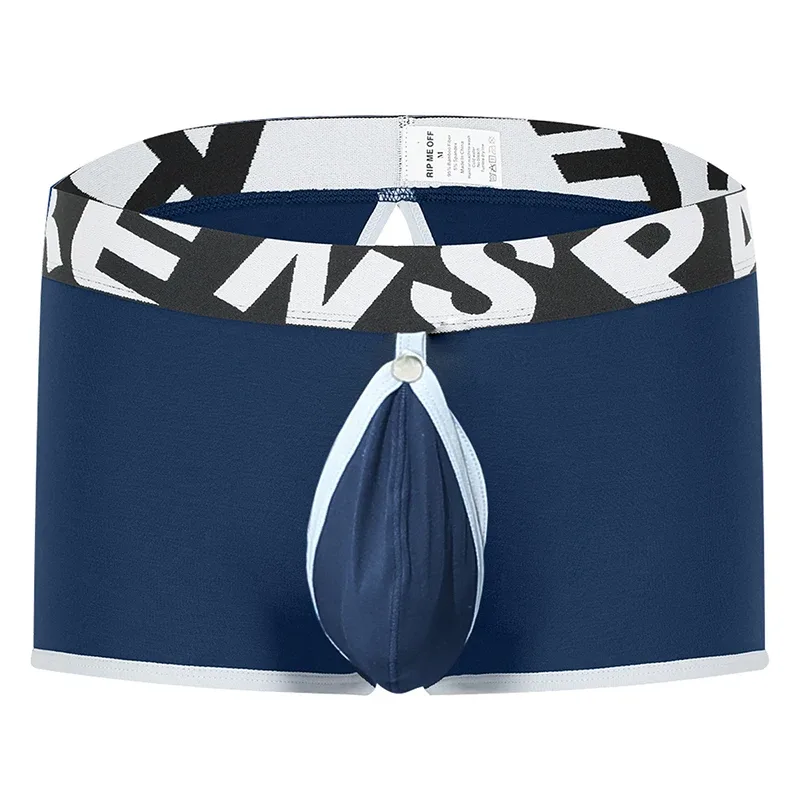 Mens Sexy Boxer Underwear Open Back Underpants Removable U Convex Pouch Panties Middle Waist Knickers