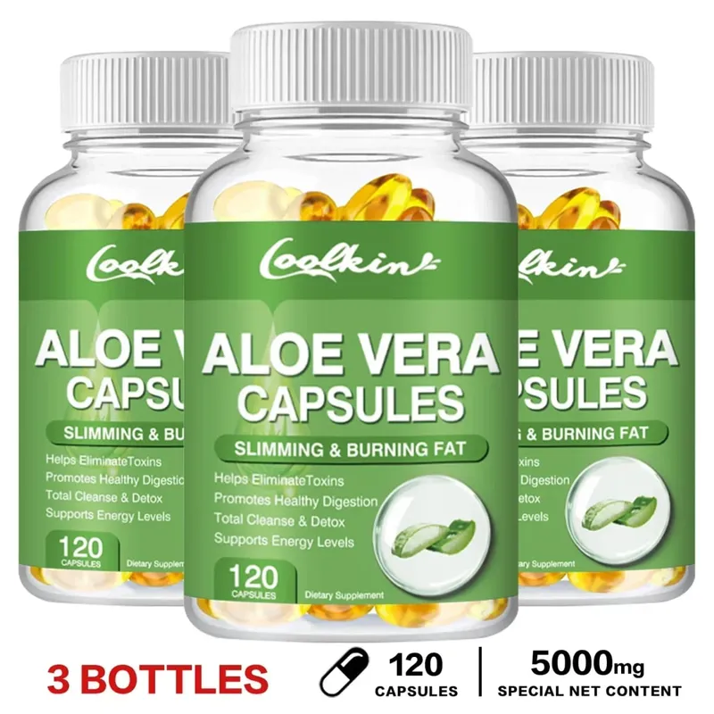 Cápsulas de Extrato de Aloe Vera - Aliviar a Constipação Intestinal Promover a Digestão Desintoxicar Controle de Apetite Queimar Gordura Não-GMOSu