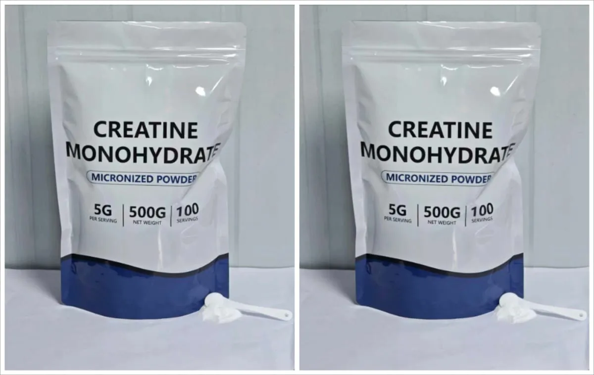 Creatina monohidratada micronizada em pó sem sabor 5g 500g 100 porções testada por terceiros suporte de recuperação de desempenho livre de OGM