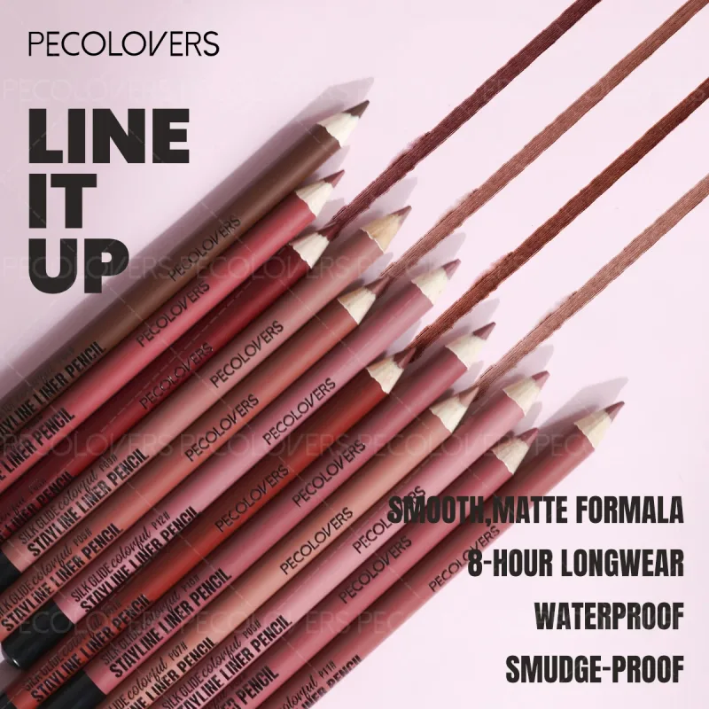 Delineador labial fosco, segundo contorno labial, lábios volumosos e charmosos, sem secagem, cosméticos labiais à prova d'água, adequados para iniciantes