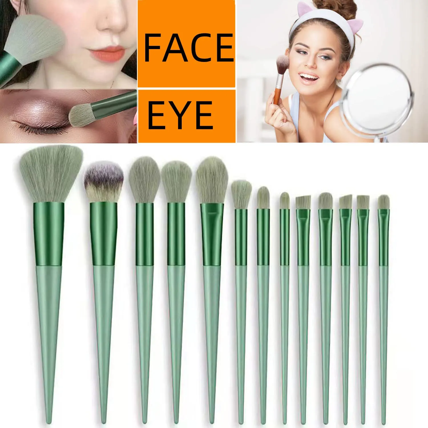 Conjunto de pincéis de maquiagem, 13 peças, esponja de maquiagem cosmética, caixa de limpeza, ferramenta de beleza, sombra, blush, pincéis profissionais